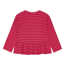 Birkholm Peplum Rib Bluse Chili Rød & Hindbær Rosa